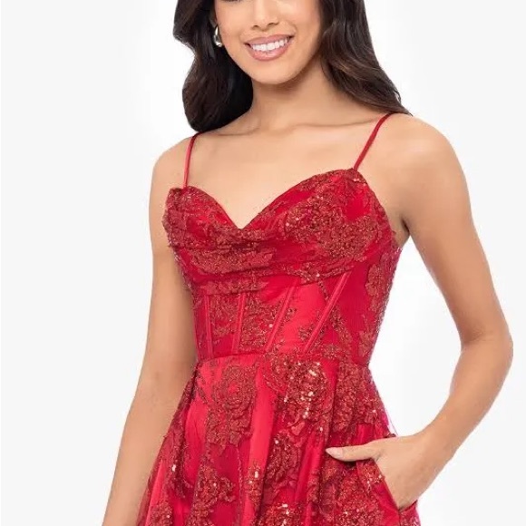 Blondie Nites Floral Glitter Sequin Embellished Fit & Flare Minidress size 6 NWT - Picture 2 of 6